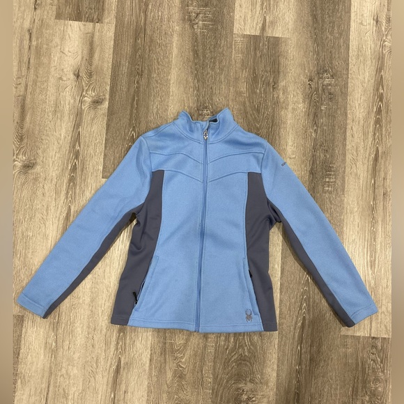 Spyder Womens Speedo Powder Blue Waffle Knit Fleece Zip Jacket Medium - Picture 14 of 15